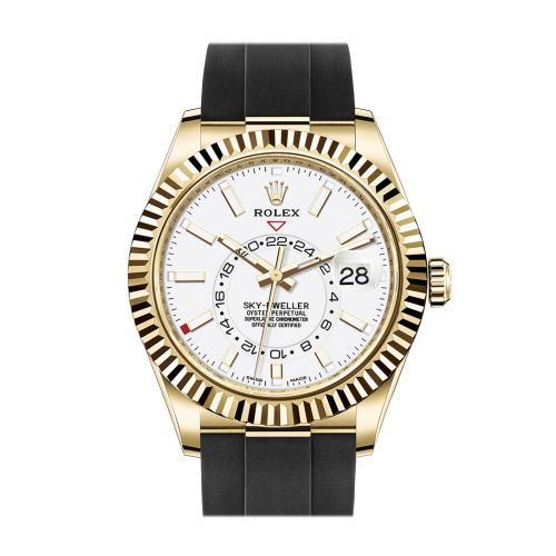 ROLEX Sky-Dweller 42 White Dial 18K Yellow Gold Men's Watch 326238