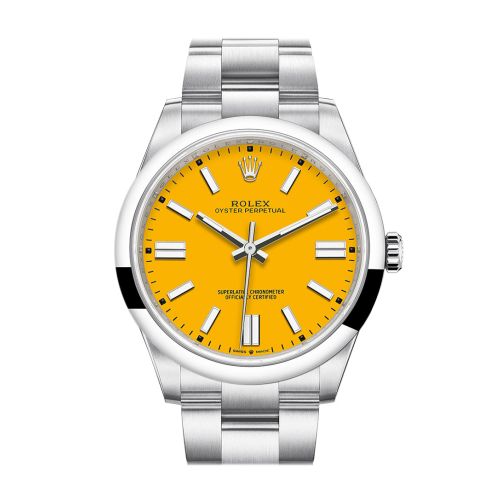 Rolex Oyster Perpetual 41 Yellow Dial Oyster Bracelet Watch 124300