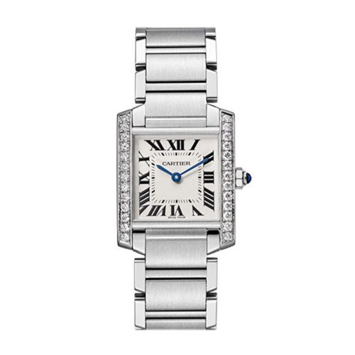 Cartier Tank Francaise Midsize Diamond Bezel Steel W4TA0009